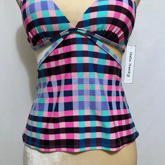 Hula Honey NWT Gingham Halter Tankini Women XS - Picture 4 of 10